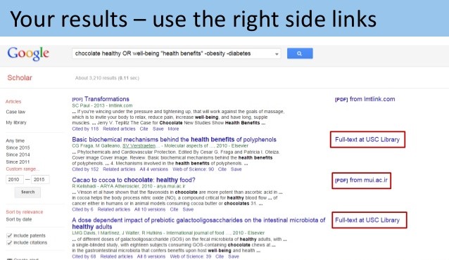 Alt-text Img01 || Google Scholar banner Img02 || Looking through a library aisle Img03 || Google Keyword Planner tool suggestion Img04 || Using Cite link in Google Scholar results Img05 || Using right column links in Google Scholar results